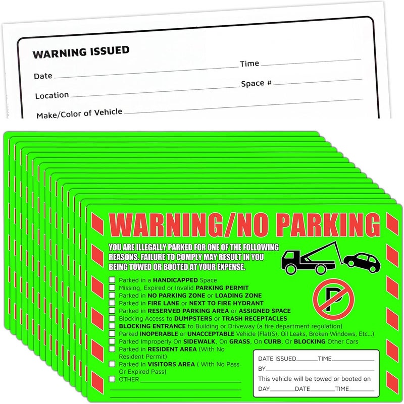 GUEER 50 Pcs Parking Violation Stickers You are Illegally Parked Multi Reasons Hard to Remove Tow Warning Private Parking Warning Sticker for Car Windows - Image 1